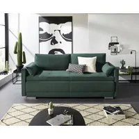 Schlafsofa INOSIGN "Berlin", grün, B:218cm H:97cm T:96cm, Microfaser PRIMABELLE (100% Polyester);Struktur fein (100% Polyester);Samtoptik (100% Polyester), Sofas, Schlafsofa, mit Boxspringaufbau, Bettfunktion & Bettkasten, Dauerschlafsofa