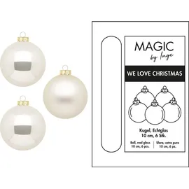 INGE-GLAS Weihnachtskugeln 10cm Glas 6 Stück - Champagner