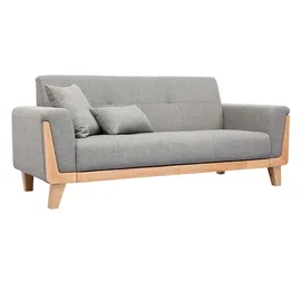 miliboo Couch Stoff 3 Plätze Hellgrau