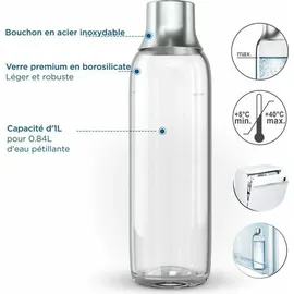 Brita Glasflasche für sodaTRIO Wassersprudler 1 l grau/transparent + 2er Pack