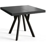 AlpiMeble Quadratischer Esstisch ausziehbar – Moderner Wohnzimmertisch und Küchentisch – Tisch mit Holzbeinen, stabile Konstruktion, Durchmesser 90 cm - 190 cm - Farbe Schwarz - Kollektion Rico