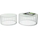 Kare DESIGN Couchtisch Wire White 80179 2er Set Glas Weiß