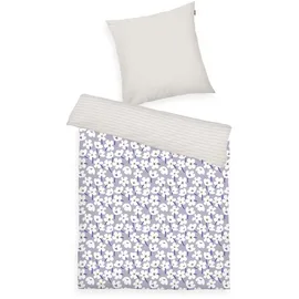 Herding TOM TAILOR Renforcé-Bettwäsche, 80x80 + 155x220 cm, 100% Baumwolle/Renforcé, mit Wendemotiv und farbigem Reißverschluss, FRESH FLOWERS Lila, Weiß (Soft Lilac & Off White)