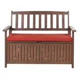 Gartenbank dunkles Akazienholz mit Stauraum Auflage terracotta rot 120cm Sovana