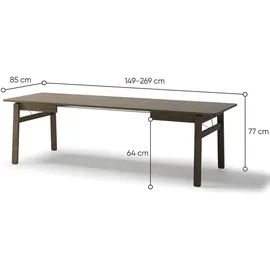 Selsey Plot – Ausziehbarer Esstisch Dunkle Eichenholzoptik 149–269x85 cm