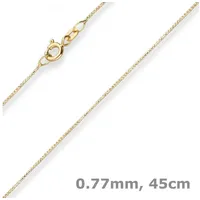 Schmuck Krone Goldkette 0,8mm Veneziakette rund aus 585 Gelbgold 45cm, Gold 585 goldfarben