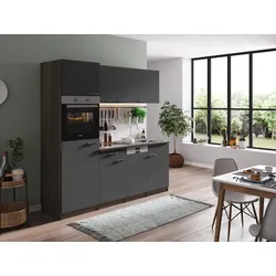 Respekta Küchenzeile Küchenblock 205 cm, Eiche York Optik + Grau Front