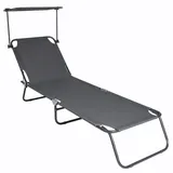 VCM Sonnenliege Klappliege 185 x 55 x 24 cm Grau