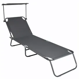 VCM Sonnenliege Klappliege 185 x 55 x 24 cm Grau