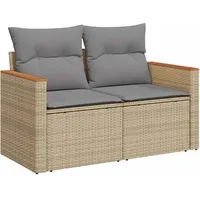 vidaXL Gartensofa 2-Sitzer Loungesofa beige