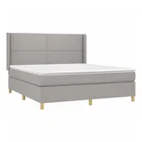 vidaXL Boxspringbett mit Matratze Hellgrau 160x200 cm Stoff