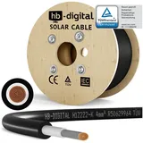HB-DIGITAL Solarleitung H1Z2Z2-K Solarkabel 4mm2 PV Kabel Photovoltaik Solarkabel, Solarstecker, (30000 cm), TÜV Rheinland zertifizierte PV Kabel schwarz