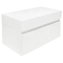 SAT Evolution Badezimmerschrank mit Waschbecken 78x30x44,8 cm weiß matt SATEVO80WMU2