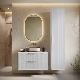 Badplaats Badezimmerschrank, Weiß, Holz, Rechteckig, 33x170x38 cm, Badezimmer, Badezimmerschränke, Hochschränke