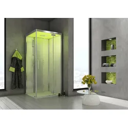 Dampfkabine SensePerience Rechteck 1200x1000 Nische links, Duschwanne Solique, ohne Antirutsch, Wände Schwarz