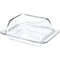 Kadax Butterdose aus Kunststoff, klare Butterschale mit Deckel und Griff, Butterbehälter, Butterschatz, spülmaschinenfest Transparent, Glas, 12.5x7x18.5 cm, Küchenzubehör, Vorratsbehälter, Butterdosen