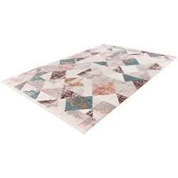 Teppich CALO-DELUXE "Miran 125" Gr. 3, rosa (lachs, grau), B:120cm H:12mm L:180cm, Kunstfaser, Teppiche, Fransenteppich, Vintage Design, mit Fransen, Wohnzimmer