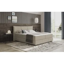Boxbett MR. COUCH "Brewdley mit Bettkasten, inkl. Matratze", beige (savona 02 beige), B:205cm L:215cm, Komplettbetten, Topper und Zierkissen, in verschiedenen Härtegraden verfügbar