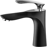 Sjqka - Badezimmer-Wasserhahn, schwarze Farbe, Waschbecken-Wasserhahn, Waschbecken-Mischer (ohne Schlauch)