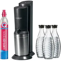 Sodastream Crystal 3.0 schwarz + 3 Glaskaraffen + CO2-Zylinder