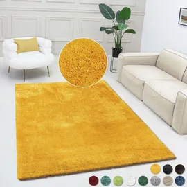 Bruno Banani Teppich Dana Teppich, besonders weich und kuschelig, Kundenliebling, rechteckig, Höhe: 30 mm, uni, Mikrofaser Teppiche, Wohnzimmer, Schlafzimmer, Esszimmer gelb 80 cm x 150 cm x 30 mm