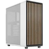 Fractal Design North Chalk White - Wood Oak Front - Mesh Side Panels - Two 140mm Aspect PWM Fans Included - Intuitive Interior Layout Design - ATX Mid Tower PC Gaming Case