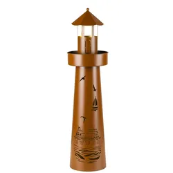 Haushalt International Leuchtturm aus Metall mit Beleuchtung Höhe 80cm 70532