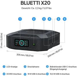 Bluetti Stromerzeuger X20 Power Bank für Laptop - 288 W 153,6 Wh*