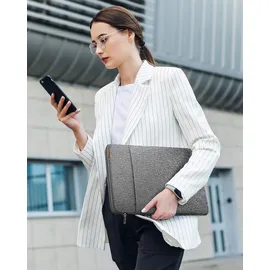 Inateck 360° Rundumschutz 16 Zoll Hülle Kompatibel mit 16 Zoll MacBook Pro 2019-2021/15 Zoll Surface Book 2/XPS 15, 360° Schutz, No... - Grau