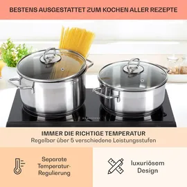 Klarstein Cookbuddy Doppel-Kochfeld 2400W 5 Leistungsstufen Glaskeramik Schwarz