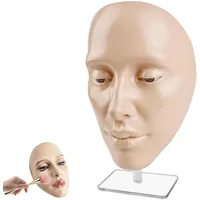 LEKEFETO Silikon Make-up-Übungsgesicht: Wiederverwendbare Übungskopf mit Ständer, Wimpernverlängerung, Makeup Practice Face Board, für Gesamten Gesichts von Gesichtsmalerei Natur