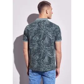 STREET ONE MEN, Herren, Gr. L (42), blau (dusty blau), Web, 100% Baumwolle, bedruckt, normal normal, V-Ausschnitt, Bündchen, Shirts T-Shirt, aus reiner Baumwolle