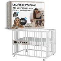 Sämann Laufgitter mit Matratze Cloud Air - weiß - Premium Kollektion | Gr.: 100x100 cm