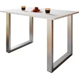 VCM my office Lona Schreibtisch weiß rechteckig, U-Fuß-Gestell silber 140,0 x 50,0 cm