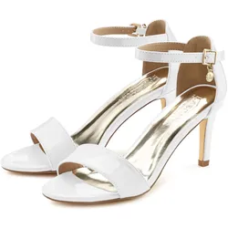High-Heel-Sandalette LASCANA, Damen, Gr. 41, weiß, Obermaterial: 100% Lederimitat. Futter: 100% Lederimitat. Decksohle: 100% Lederimitat. Laufsohle: 100% Synthetik, glänzend, elegant, Schuhe Riemchensandale Sandalette, im zeitlosen Design, Riemchensandalette VEGAN