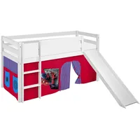 Lilokids Hochbett mit Rutsche JELLE 90×200 cm | 90x190 cm – Kinderbett & Spielbett aus Massivholz (Kiefer) inkl. Lattenrost – Verschiedene Markenmotive (Spiderman, 90 x 200 cm)