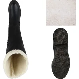 Stiefelparadies Klassische Damen Stiefel Warm Gefütterte Boots Winter Schuhe 153707 Schwarz, Weiss 40 - 40