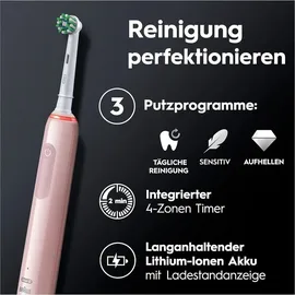 Oral-B Pro 3 3000 CrossAction rosa + 2 Aufsteckbürsten