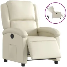 vidaXL Relaxsessel Elektrisch Kunstleder 144,5 x 82 x 0 cm Creme mit Liegeposition