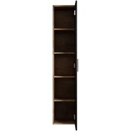 Badplaats Pluto Badezimmerschrank 30 x 30 x 150 cm Kastanien/Eiche Schwarz