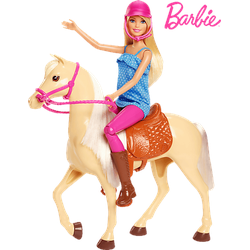 BARBIE Pferd mit Puppe (blond) Spielset Mehrfarbig