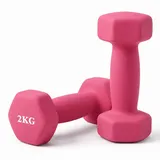 Relaxdays Hanteln 2er Set Gusseisen 2 kg pink / rosa