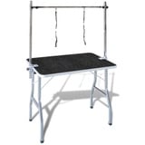 Tidyard Trimmtisch Schertisch mit 2 Galgen, für Hunde und Katze, Höhenverstellbar und Klappbar, Rutschsichere, Max. Belastbarkeit: 60 kg, 91 x 61 cm (L x B), Schwarz