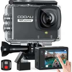 COOAU Action Cam 4K WiFi 24MP Touchscreen 40M Unterwasserkamera Action Cam (4K 24MP, WLAN (Wi-Fi), mit EIS-Fernbedienung 170° Action-Kamera-Stabilisierung, mit externem Mikrofon, 40M Unterwasserkamera, 2 1350-mAh-Batterie) schwarz