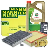 Mann-filter Inspektionspaket A + 5L CASTROL EDGE FST 5W-30 LL für Skoda, VW