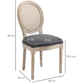 Homcom Esszimmerstühle 2er Set Küchenstuhl mit Rattan-Rückenlehne, Leinenoptik, Gepolsterter Polsterstuhl im Französischen Stil, für Wohnzimmer, Esszimmer, Stühle, Esszimmerstühle, Vierfußstühle