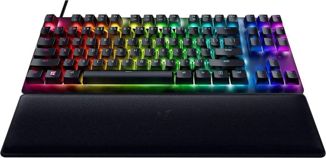 RAZER Gaming-Tastatur »Huntsman V2 Tenkeyless - Clicky Optical Switch - DE«, (USB-Anschluss-Profil-Speicher-Makro-Tasten-Handgelenkauflage-Gaming-Modus) RAZER Schwarz