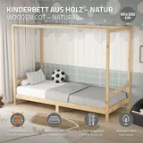 ML-Design Kinderbett Fußballtor Kiefer 90 x 200 cm naturbelassen