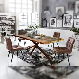 SIT Möbel Esstisch aus Altholz in bunt, Gestell in antikbraun| B 200 x T 100 x H 74 cm |15363-00| Serie TISCHE & BÄNKE