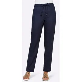 Heine Leinenhose HEINE, Damen, Gr. 34, Normalgrößen, blau (marine), 100% Leinen, unifarben, lang, Hosen
